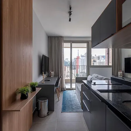 BHaus Jardins VN Melo Alves - Studio Premium com Varanda e Vista Incrível 16o andar - Oscar Freire 200m - Academia - Lavanderia - Vaga de Garagem - Metrô 300m - Acomoda 2 pessoas - ma64-2