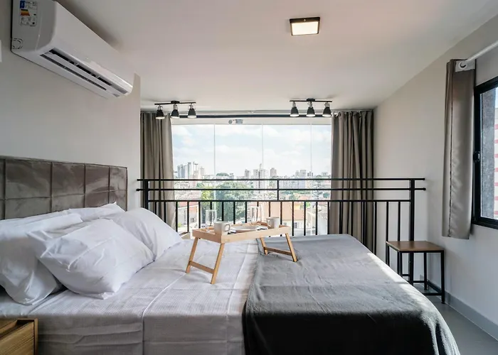 LOFT com Vista Panorâmica Aeroporto SPExpo Metrô com AC