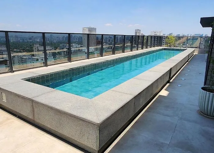 Piscina no Rooftop Ótimo Studio no Jardim Paulista