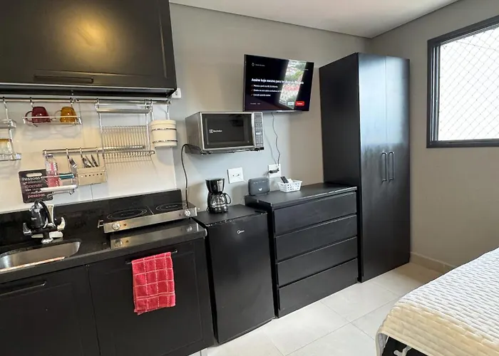 Aconchegante Studio com piscina, academia, coworking, lavanderia